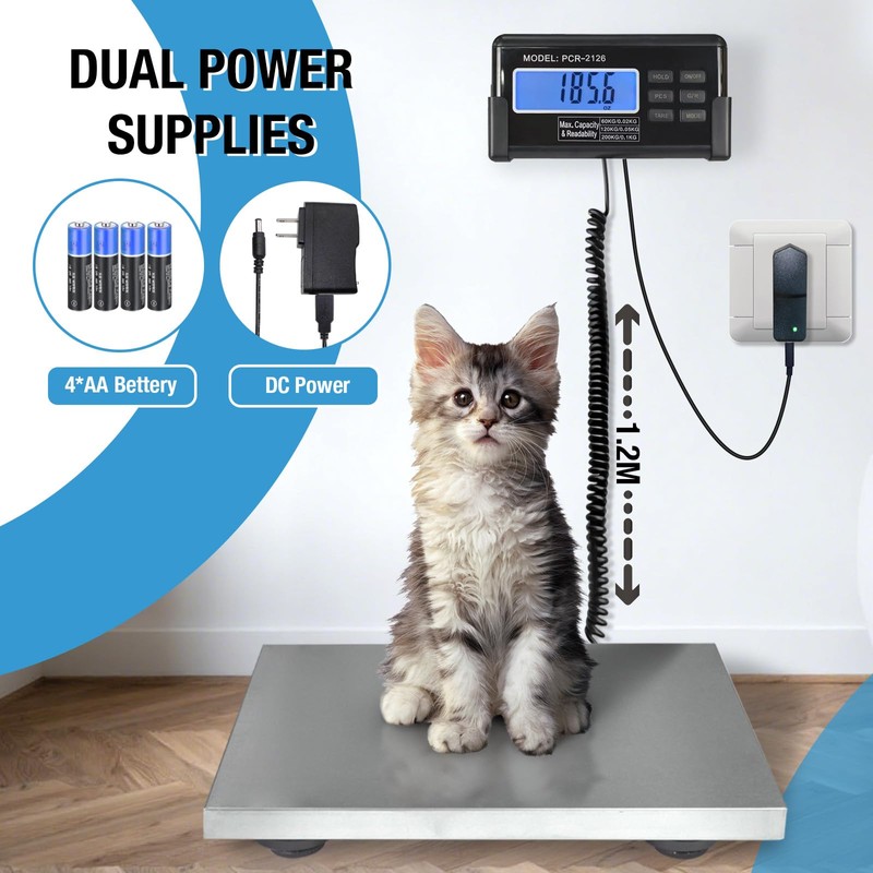 Large 440lbs Shipping Scale, 15"X 12" Platform Heavy Duty Stainless