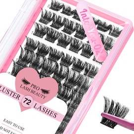 Cluster Eyelashes, Pack of 72 Individual Eyelashes, Eyelash Clusters, DIY Eyelash Extensions, Super-Thin Band, Reusable, Soft & Comfortable (Peachy-D-12 mm)