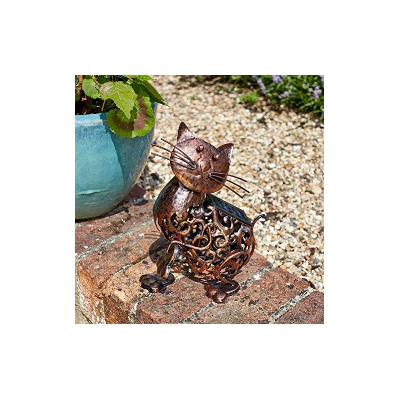 Metal Scroll Cat Solar Light