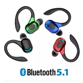Unbranded New Bluetooth 5.1 Headset Wireless Earbuds Earphones Stereo Headphones Ear Hook - Red