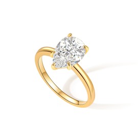 Engagement Rings for Women 14K Gold Plated Pear Cubic Zirconia Ring Dainty Gold Promise Ring Wedding Band Rings for Women Trendy Gold Jewelry