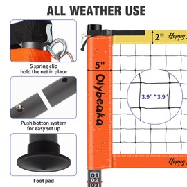 Outdoor Professional Volleyball Net Set for Backyard Beach with Adjustable Heavy Duty Poles, Durable Net, PU Volleyball & Pump, Carry Bag