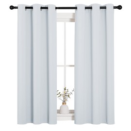 NICETOWN Room Darkening Curtain Panels for Bedroom -Easy Care Solid Thermal Insulated Grommet Room Darkening Draperies/Drapes (Greyish White, 2 Panels, 34 by 54)