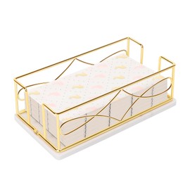 Winmien Napkin Holder with Marble Base, Guest Towel Paper Dispenser for Table, Modern Metal Napkin Stand, Ideal for All Kitchen Bathroom Vanity, Kitchen Decor Accessories (Gold, 3.2 Inch)