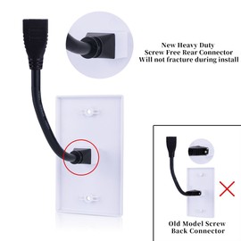 HDMI Wall Plate Heavy Duty Rear Connector Design Mounting Bracket Easy to Install Built-in Flexible Hi-Speed HDMI Supports 4K, 3D, ARC, White 1 Port (HDMI Wall Plate)