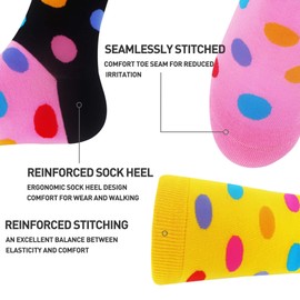 MAKABO Women's Colorful Seamless Patterned Knee High Socks, 3 Pairs Multicolor Geometry Over Knee Socks, Size 6-9