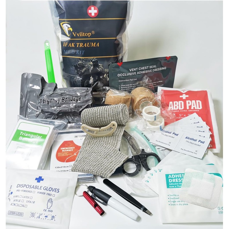 VVIITOP Trauma Refill Kit Med Pack IFAK First Aid |