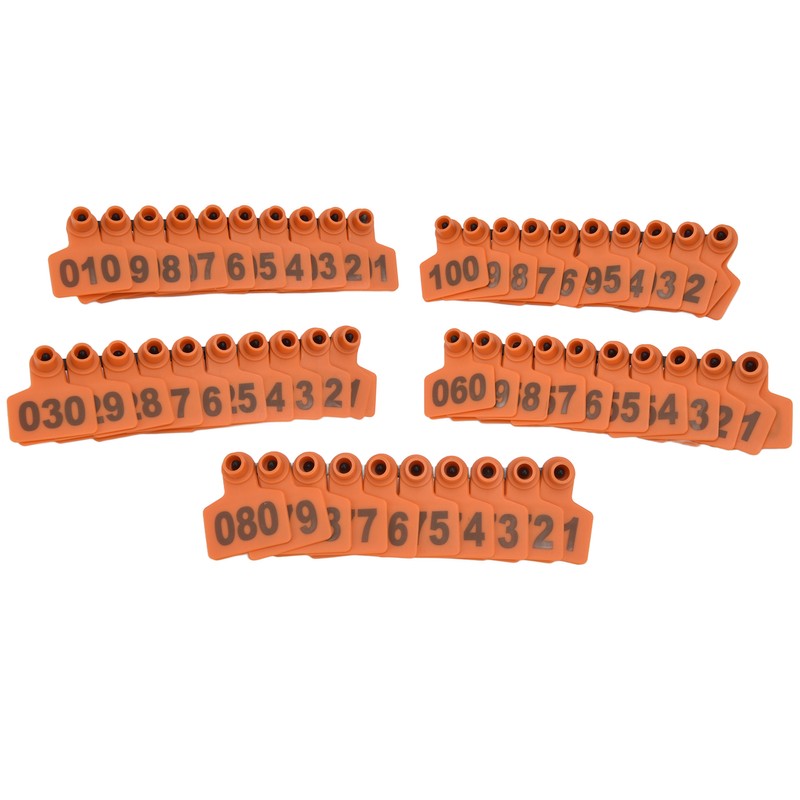 100Pcs TPU Pig Cow Ear Tag with Number 001‑100 Ear