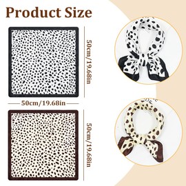 UEIOAVL Women's Scarves, 2 Pieces Small Square Scarf Silk Scarf Vintage Scarf 50 x 50 cm Polka Dot Headband Bag Decoration Women's Gift (Black, Brown)