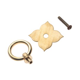 1pc 1.89"x1.69" Vintage Brass Farmhouse Style Hardware Drawer Pull Cabinet Handle Door Ring with Screws, Brass