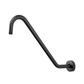 NearMoon J Shaped Shower Extension Arm, Stainless Steel Shower Head Height Extender with Flange, Riser Pipe Design for Cozy Shower Experience, Standard 1/2" Connection (16 Inch, Matte Black)