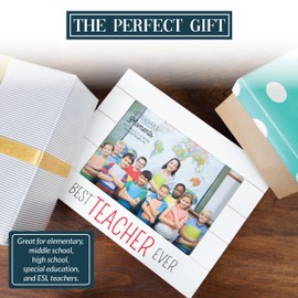 Pavilion - Best Teacher Ever - 9" x 7.25" Picture With 7" x 5" Horizontal Photo Slot Elementary Middle High School Gift From Student Kids