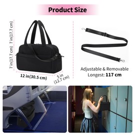 Women's Sports Bag Travel Bag Small - 12L Small Gym Bag with Wet Compartment, Gym Bag Women, Weekender, Swimming Bag, Fitness Bag 30 x 20 x 20 cm, black
