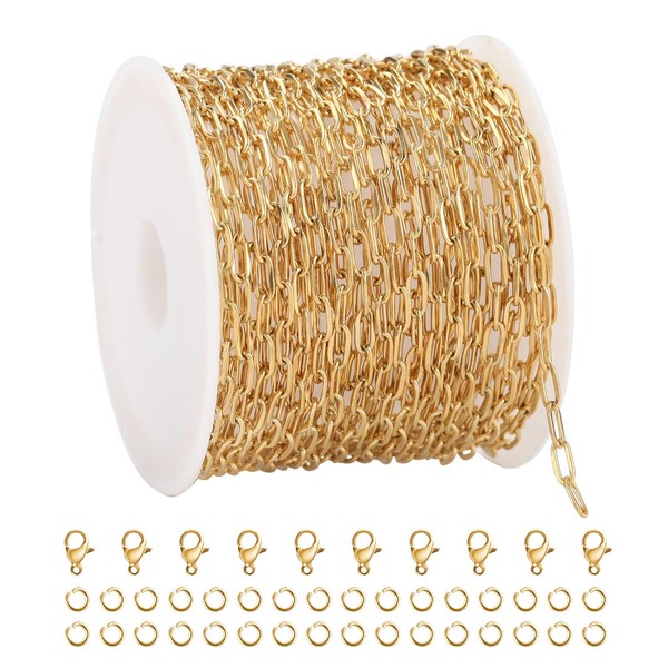 UMAOKANG 16.4 Feet Gold Plated Chain for Jewelry Making Stainless