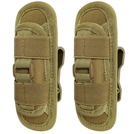 MUCHER 2 Pack Tactical Torch Holster Bag 360 Degree Rotating Molle Torch Bag Small Torch Holder Belt Holder Bag for Outdoor Hiking Hunting Camping Training (Khaki)