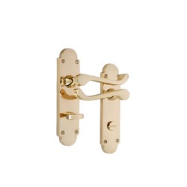 Infinity Decor Victorian Scroll Curved Internal Lever Door Handle on Half Round Backplate Pair Polished Brass Bathroom Handles Ideal for Interior & Exterior Doors 