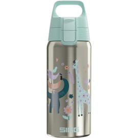 SIGG - Insulated Kids Water Bottle - Shield One Therm Jungle - Suitable For Carbonated Beverages - Leakproof - Dishwasher Safe - BPA Free - 90% Recycled Stainless Steel - Brushed - Wild Animals - 17Oz