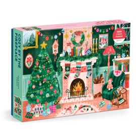 Galison Cozy By The Fireplace – 1000 Piece Jigsaw Puzzle Featuring Beautiful Artwork Of A Cozy Christmas Living Room Scene