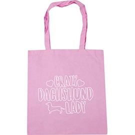 Hippowarehouse Crazy Dachshund lady dog Tote Shopping Gym Beach Bag 42cm x38cm, 10 litres