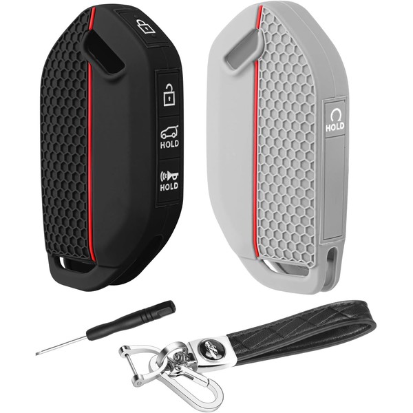 QBUC for 2PCS Kia Key Fob Cover with Keychain Soft