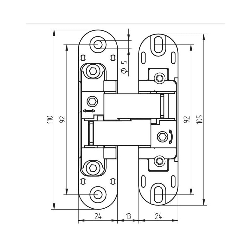 Emuca - Invisible Hinge for Access Doors, Set of Two