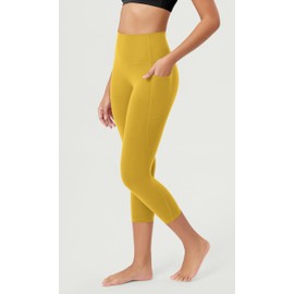 ODODOS ODCLOUD 2-Pack Buttery Soft Lounge Yoga Leggings with Pockets for Women, 23" Cropped Length High Waist Yoga Pants, Black+Mango Mint, Medium