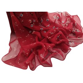 FAIRYGATE Floral Scarf Ladies Womens Scarves Floral Printed Georgette Chiffon Scarfs Red Hijab Women Shawl A5320
