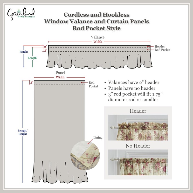 Greenland Home Antique Rose 100% Cotton Curtain Panel Pair, 42
