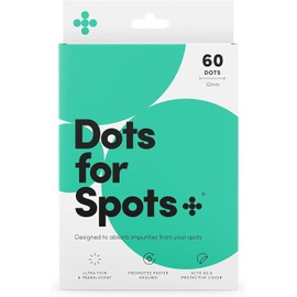Dots for Spots Acne Patches - Pack of 60 Translucent Hydrocolloid Pimple Patch Spot Treatment Stickers for Face and Body - Fast-Acting, Vegan & Cruelty Free Skin Care