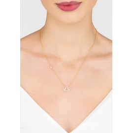 LATELITA Zodiac Libra Pendant Necklace 18ct Gold Plated Sterling Silver Lab Created Round Cubic Zirconia White Gold Zodiac & Astrology