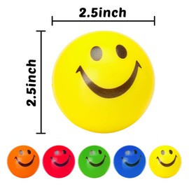 LovesTown 20 PCS Smile Face Stress Balls, 2.5 Inch Office Fidget Toys for Desk Adults Sensory Toys for Kids Stress Relief Gifts for Coworker Colleague Classroom Prize Goodie Bag Stuffer
