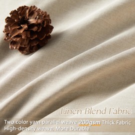 Yuanice Boho Beige Shower Curtain 72 in Waterproof Linen Polyester Bathroom Curtain,Adjustable Height Natural Cloth Fabric Bath Curtain with Weighte Hem and Washable Shower Curtains 72x72.