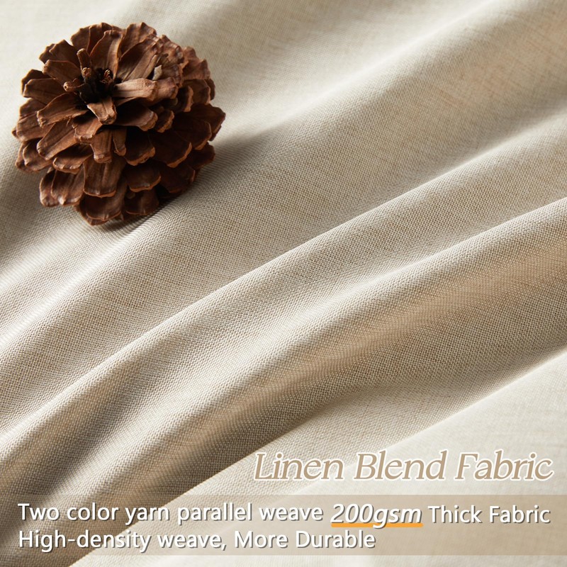 Yuanice Boho Beige Shower Curtain 72 in Waterproof Linen Polyester