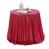 HMQIANG Burgundy Sequin Tablecloth 120" Round Sparkly Burgundy Drape Table