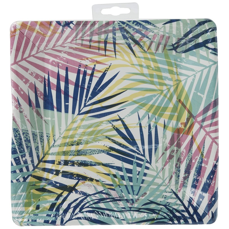 Talking Tables Cuban Fiesta Square Paper Plates with Leaf Motif