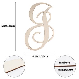 Cursive Wooden Letters for Wall Decor 14 Inch Large Wooden Letters Unfinished Monogram Wood Letter Crafts Alphabet Sign Cutouts for DIY Painting Door Hanger (J)