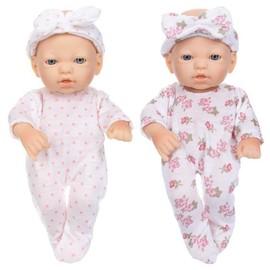 7 Inch Reborn Baby Dolls with Clothes, 1  Set Realistic Newborn Dolls with Accessories, Birthday Gift for Kids, Toy for Boys and Girls:_Polka dot print_7-Inch doll 3-piece set
