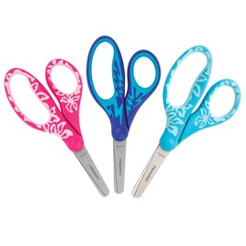 Fiskars Kids Scissors, Scissors for School, Blunt Tip Scissors, 5 Inch, Softgrip, 3 Pack (Blue, Purple, Pink)