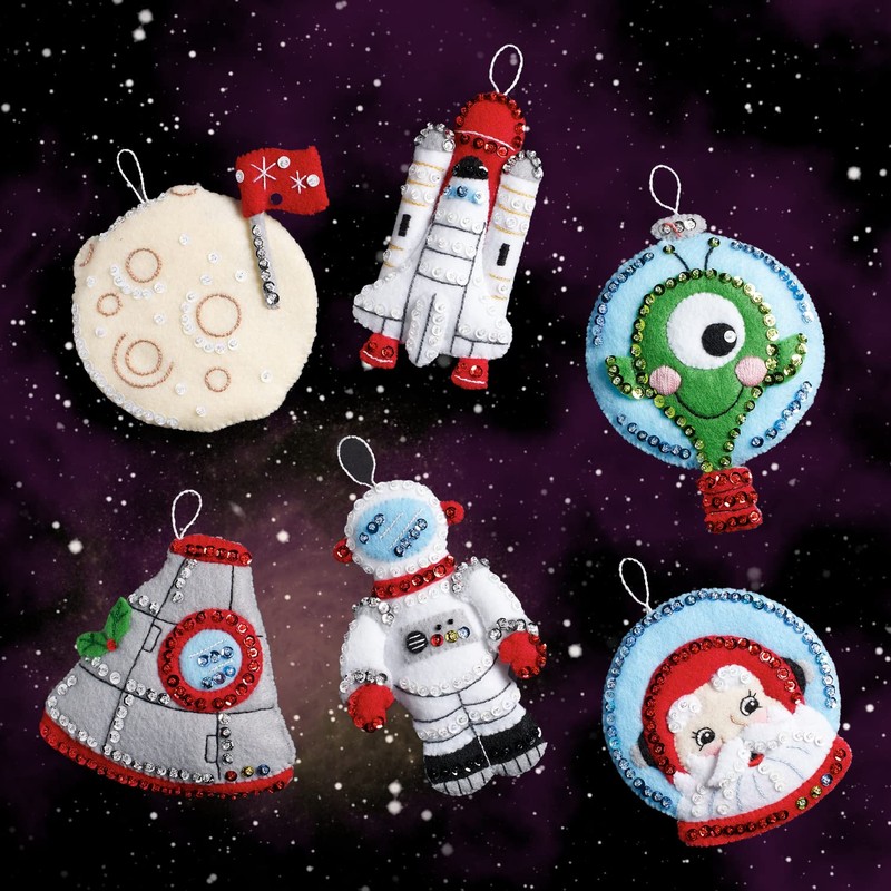 Bucilla Felt Ornaments Applique Kit Set of 6-Christmas to The