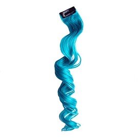 Stasia Street 20-Inch Curly Clip-On Strands Korean Synthetic Breatheable Hair Extensions for Women Natural Looking Instant Style, Volume & Length - Aquamarine Blue