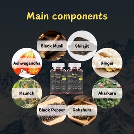 Riyuetian Shilajit Gummies for Adults | Natural Energy Boost | Antioxidant & Vitality Support |, Vegan-Friendly with Ashwagandha & Ginger | 60 Chewable Gummies