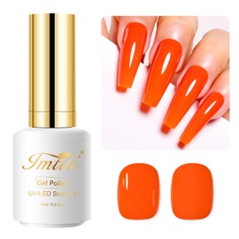 Imtiti Orange Gel Nail Polish, 15ML Bright Orange Gel Polish Autumn Winter Gel Nail Polish Soak Off LED UV Nail Gel Polish DIY Nail Art Starter Manicure Salon Gel Nail Kit