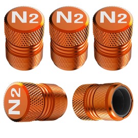 Tire Valve Stem Caps - 5 Pack Corrosion Resistant Premium Anodized Alloy Air Valve Caps N2 Nitrogen Universal for Car SUV Bike Accessories Orange