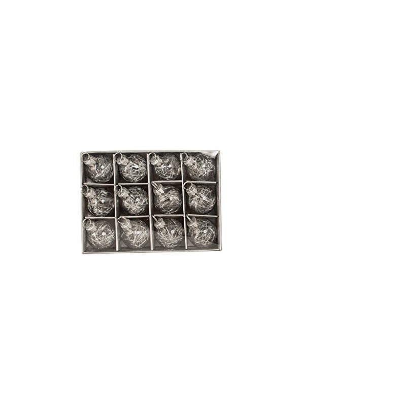 Geschenkestadl 24 Weihnachtskugel Glas Silber glänzend Schneeflocke Lametta Christbaumschmuck Ø