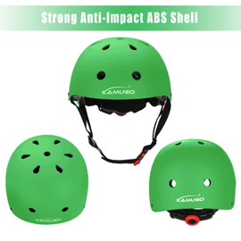 KAMUGO Kids Adjustable Helmet, with Sports Protective Gear Set Knee Elbow Wrist Pads for Toddler Age 3-8 Boys Girls, Bike Skateboard Hoverboard Scooter Rollerblading Helmet Set (Green)