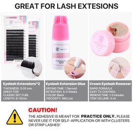 Pretty memory 225 PCS Eyelash Extension Kit with Mannequin Head, Mini Fan, Eyelash Glue and Remover Cream, Tweezers, Lash Extension Supplies for Practice and Training