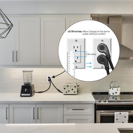 FIRMERST 1875W Flat Plug 1 Foot Extension Cord 14 AWG 15A Black, 3 Packs