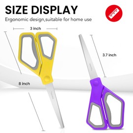 8" Multipurpose Scissors Bulk 30-Pack, Right/Left Handed Comfort-Grip Handles Ultra Sharp Blade Shears Sturdy Sharp Scissors for Office Home School Sewing Fabric Craft Supplies
