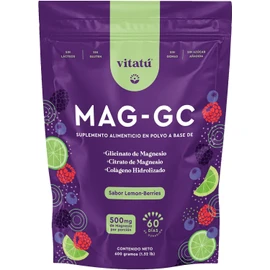 Vitatú | Glicinato de Magnesio, Citrato de Magnesio y Colágeno Hidrolizado en Polvo 458 mg por porción. 60 días de duración (600 g c/u). Sabor Raspberry o sabor Lemon Berries. MAG-GC Vitatu Ingredientes de Origen Natural