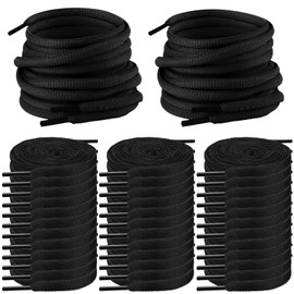Xinnun 40 Pairs Oval Shoes Laces Bulk 1/4 Half Round Shoe Laces for Sneakers Black White Gray Colorful Shoelaces (Black, 47 Inch)